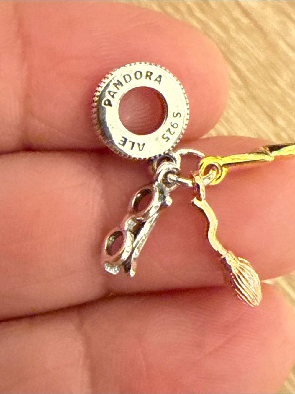 Pandora Silver & Gold Scissors and Brush Dangle Charm